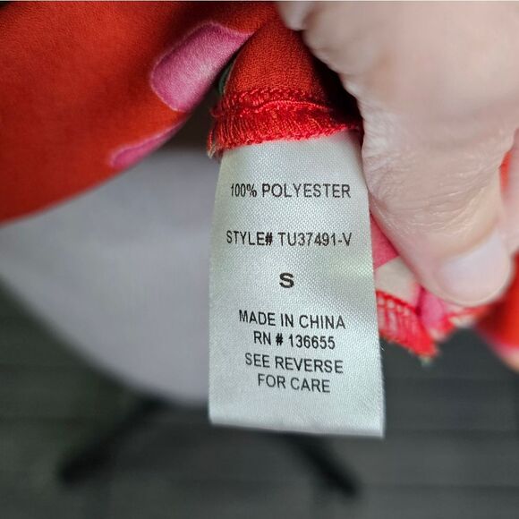 West Kei Orange Floral Surplice Blouse Size Small - Picture 7 of 9